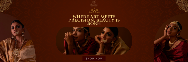 Promotional banner with women in traditional attire and text on a warm brown background
