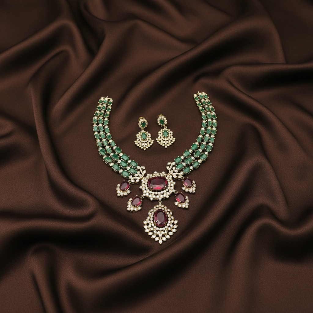 Victorian layered Set with Earrings - VN00190