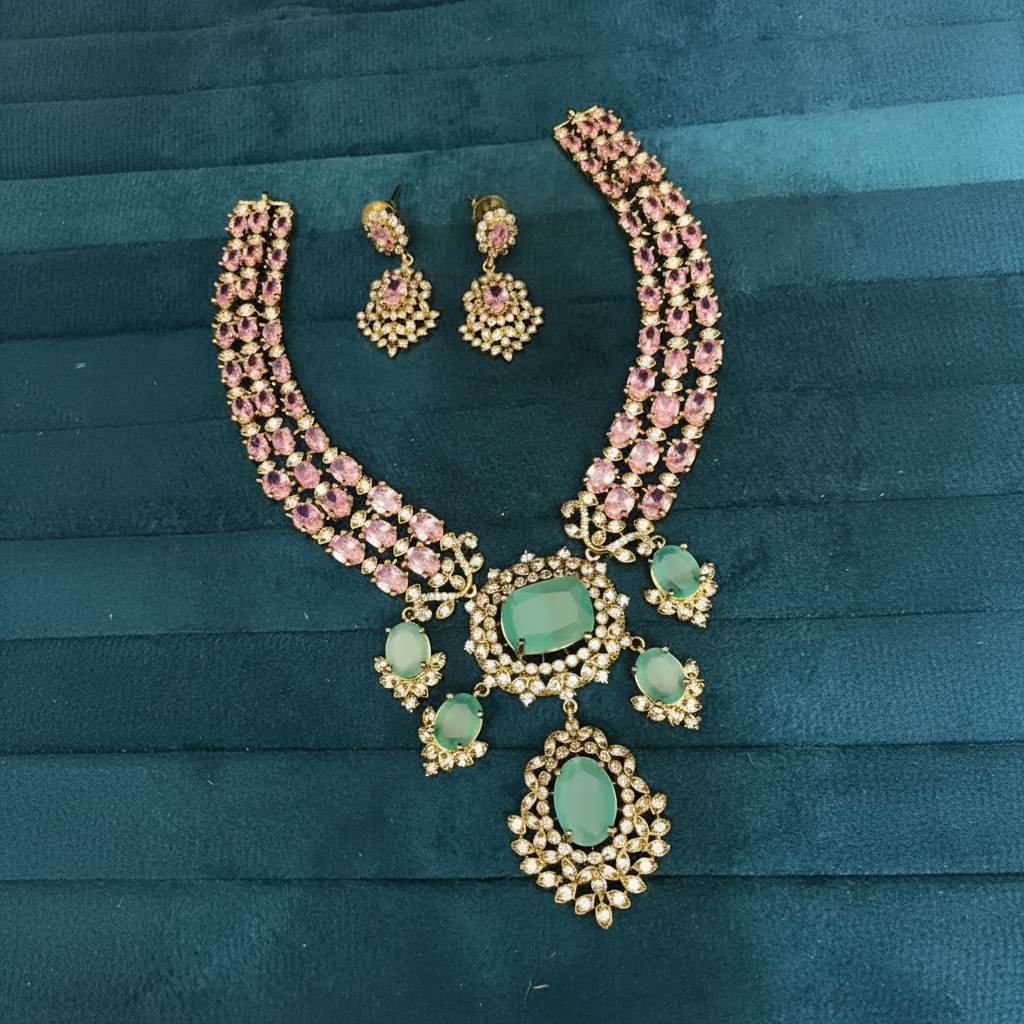 Victorian layered Set with Earrings - VN00190