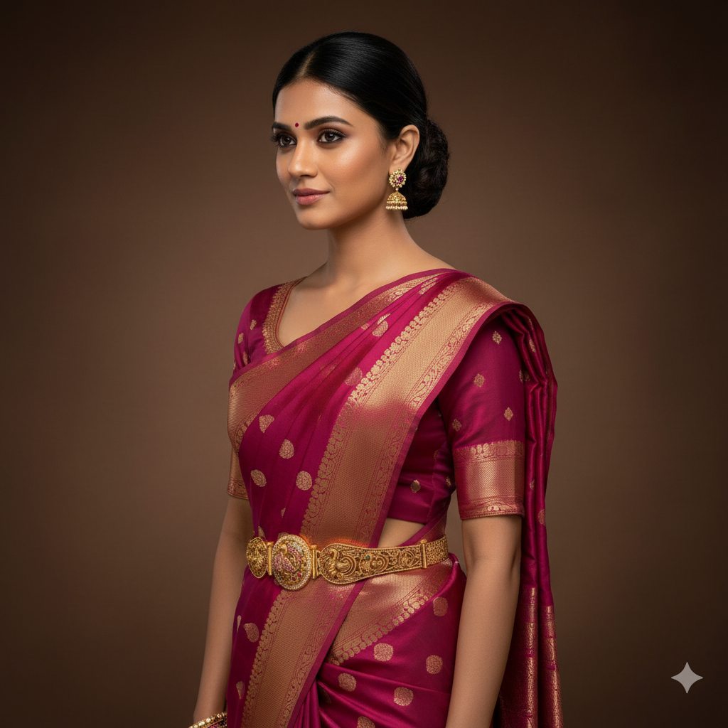 Lakshmi Peacock Double Sided Waist Belt With Designer Belt Pattern - WB0045