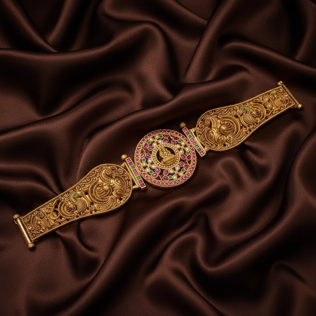 Lakshmi Peacock Double Sided Waist Belt With Designer Belt Pattern - WB0045