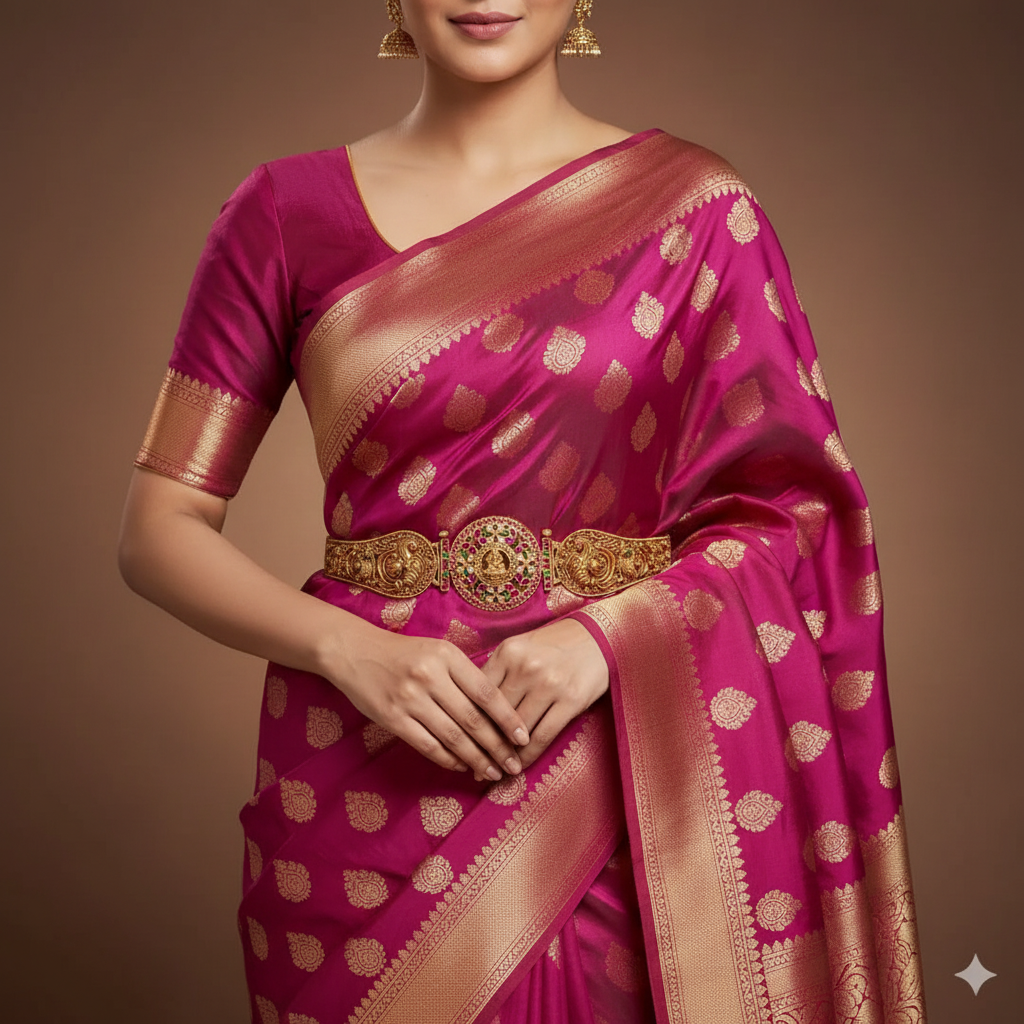 Lakshmi Peacock Double Sided Waist Belt With Designer Belt Pattern - WB0045
