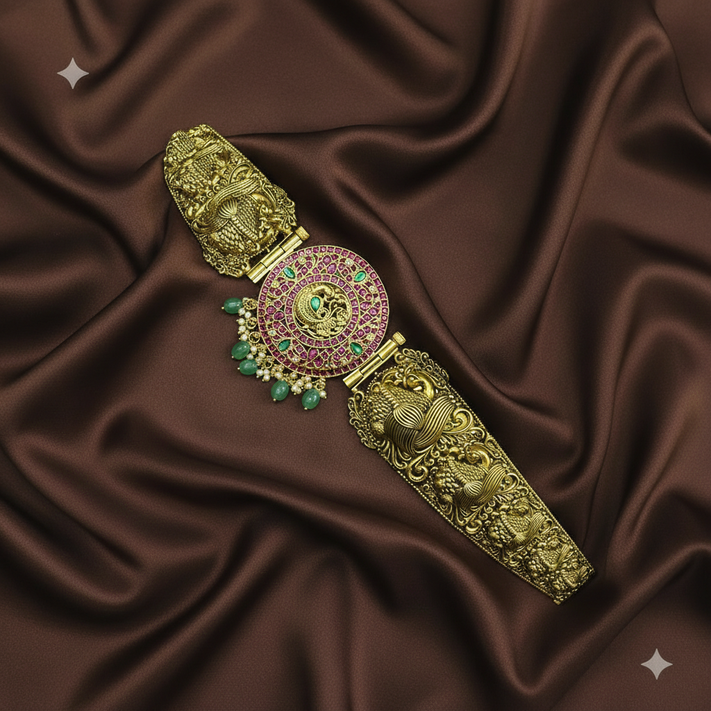 Beautiful Peacock Nakshi Waist Belt - WB0053