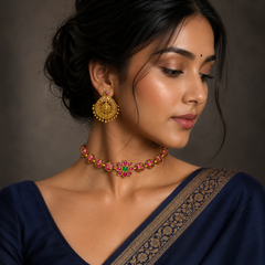 Round ball shape Jadau Necklace - KN00144