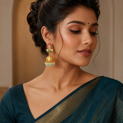 Beautiful Mango In Multi Jadau Kundan Jhumki - KE00112