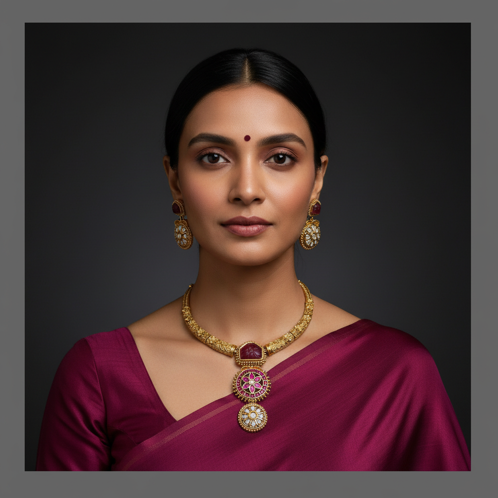 Antic Kante Necklace in Kundan - KN00387