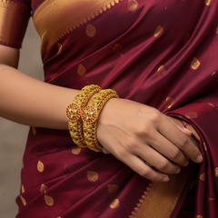 Nakshi Polish Kempu Bangles - BG00715