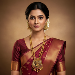 Beautiful Nakshi Balls Haram With Lakshmi Pendant And Earrings - NH00419