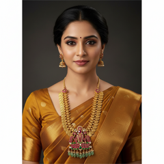 Beautiful Traditional Lakshmi Kaasu Jadau Long Haram - KH00377
