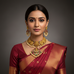 Nakshi Jadau Short Necklace with Earrings - KN00607