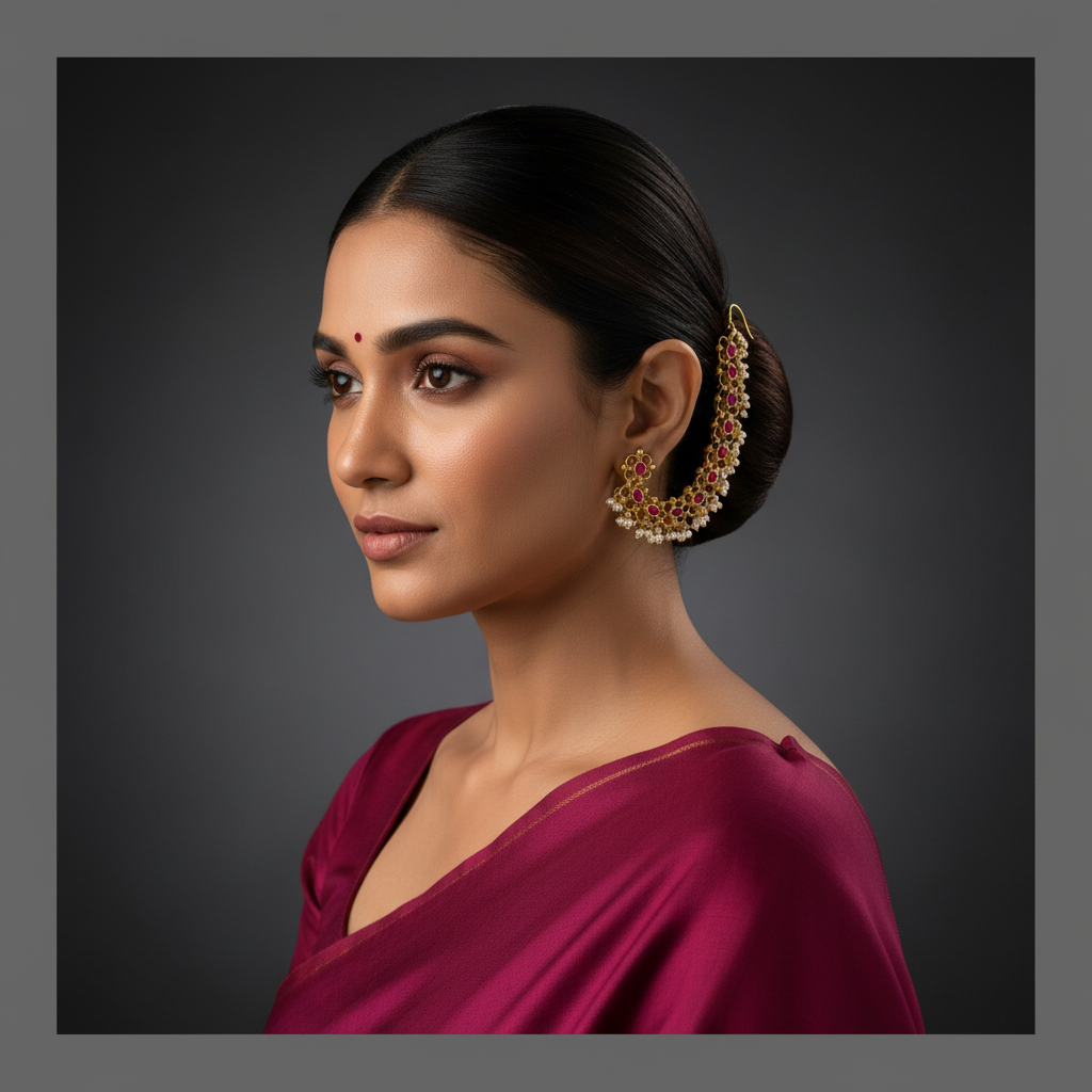 Jadau with Pearls Long Ear extensions - MT0034