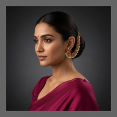 Jadau with Pearls Long Ear extensions - MT0034