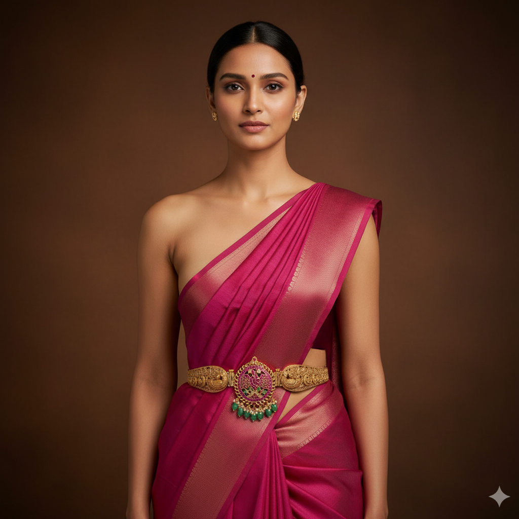 Jadau Nakshi Waist Belt With Gandaberunda Pendant - WB0020
