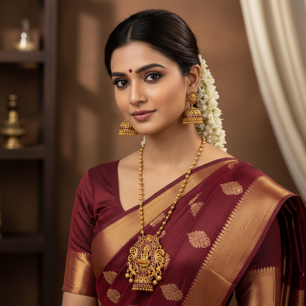 Nakshi Ball Chain With Lakshmi Pendant And Jhumki -NH00424