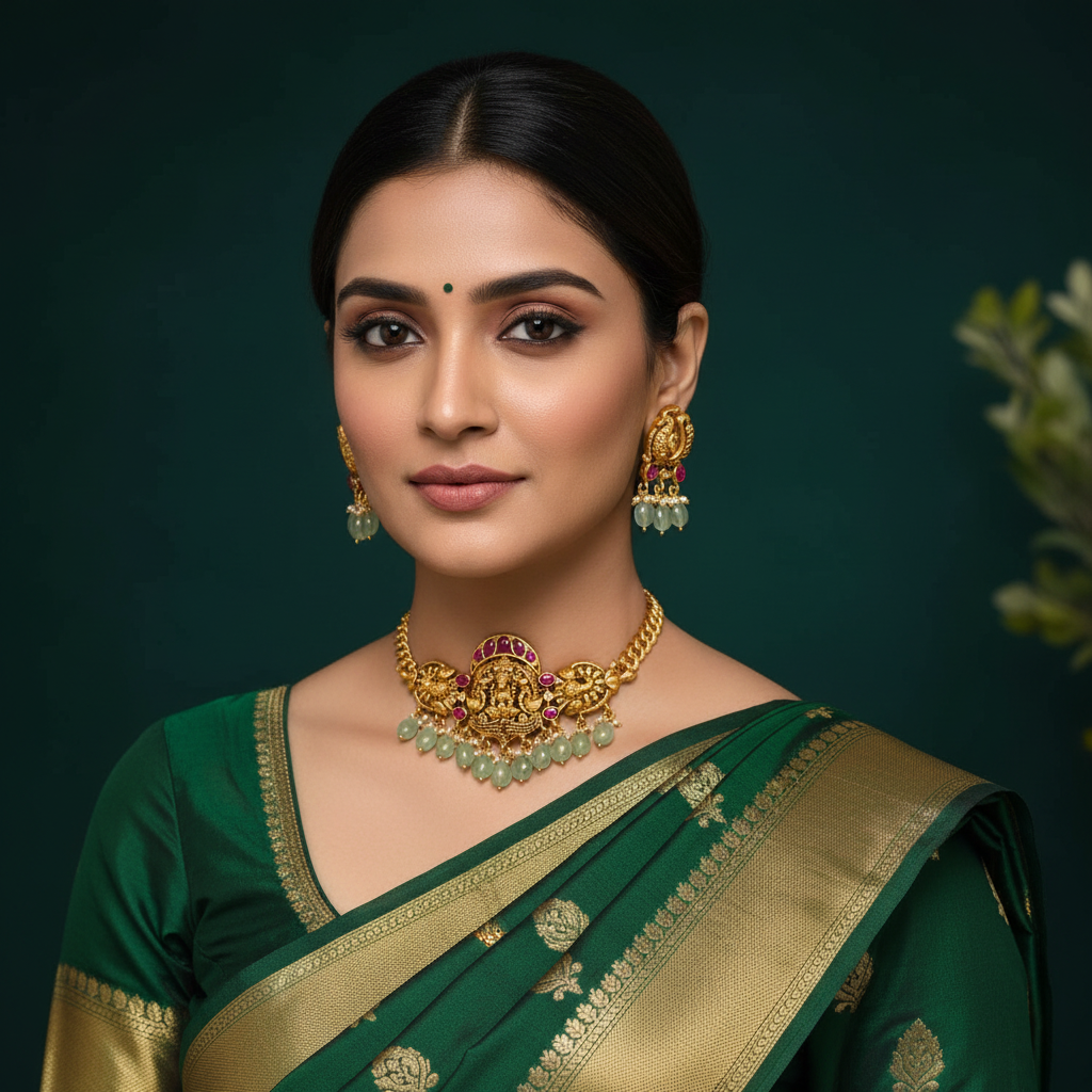 Jadau Kundan in Lord Lakshmi Necklace - KN0083