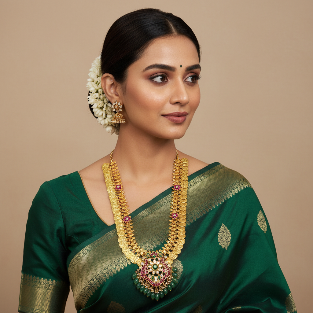 Jadau Kaasu Haram WIth Jhumkis