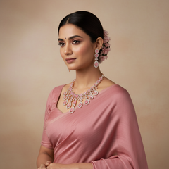 Pink Stone Diamond Necklace Drop Downs - DN0013