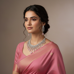 Pink Stone Leaf Daimond Necklace - DN0014