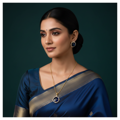 Beautiful Blue Stone Pendent Necklace In Diamond - DN0041