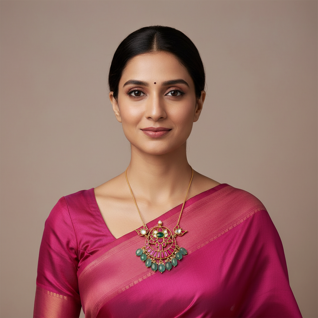 Jadau Flower Patter Pendant - KP00150