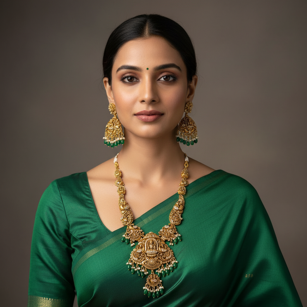 Nakshi Lakshmi Haram in Gold Polish - NH00143
