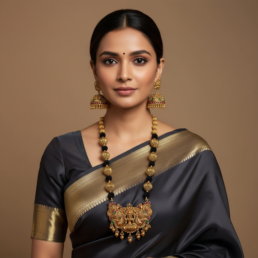 Nakshi beads and Lakshmi Pendant With Jhumki - PB00605
