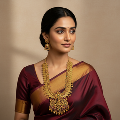 Nakshi Lakshmi Kaasu Long Haram With Jhumkis - NH00144