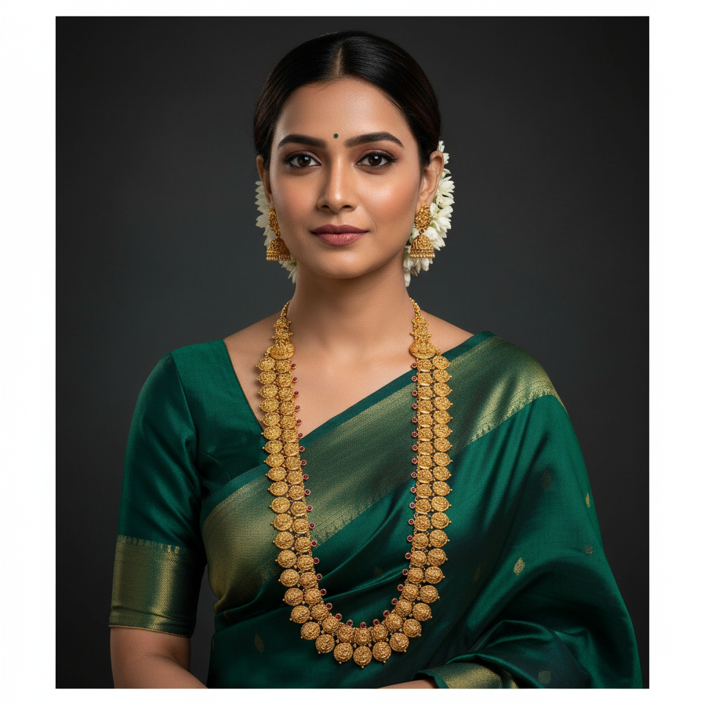 Beautiful Double Layer Lakshmi Haram In Nakshi - NH00233