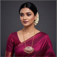 Beautiful Nakshi Haram With Lotus Pendant - NH00389