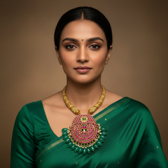 Jadau Pendant with Kante Set - KN00668