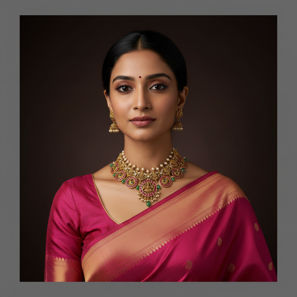 Beautiful Bottu Necklace in Jadau - KN00231