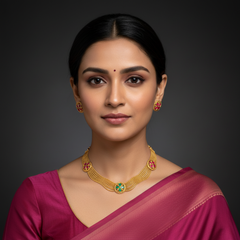 Nakshi Thin line Neckalce With EARRINGS - NN00909