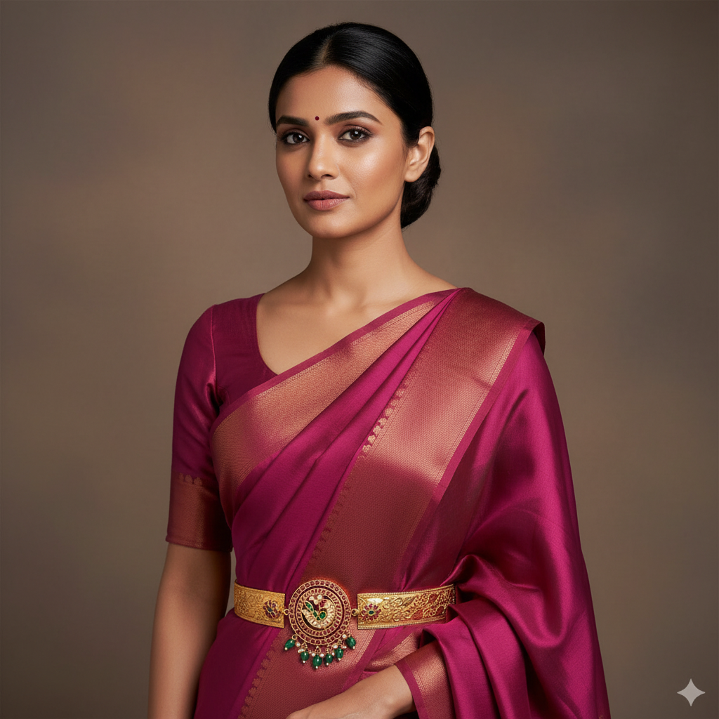Kempu Peacock Nakshi Waist Belt - WB0027