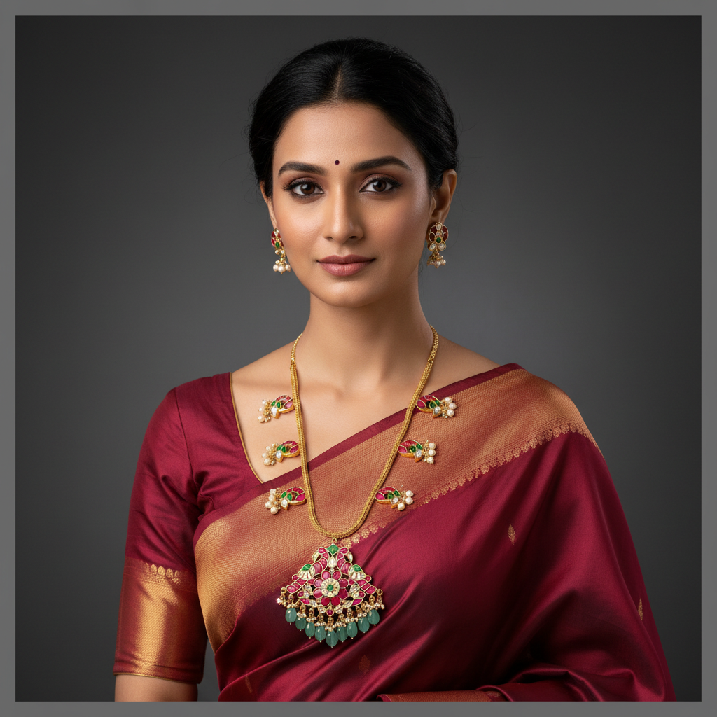 Beautiful Kundan Necklace With Pearls - KN00502