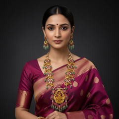 Lakshmi Pendant Jadau Mid Length haram - KH00394