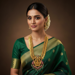 Jadau Long Kaasu Haram With Lakshmi Grand Pendant - KH00435