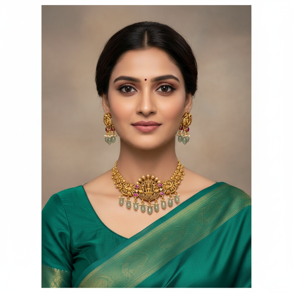 Jadau Kundan in Lakshmi Necklace - KN0082