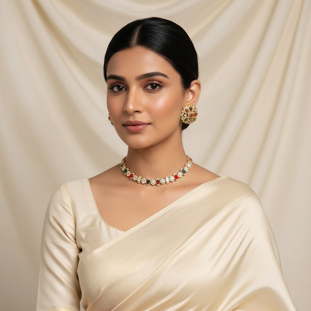 Multi Choker Diamond  Necklace in Diamond - DN0019