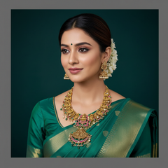 Beautiful Peacock with Lakshmi Pendent  in kundan - KH00233
