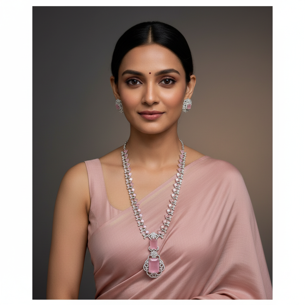 Pink Stone Ambani Set - DN0016
