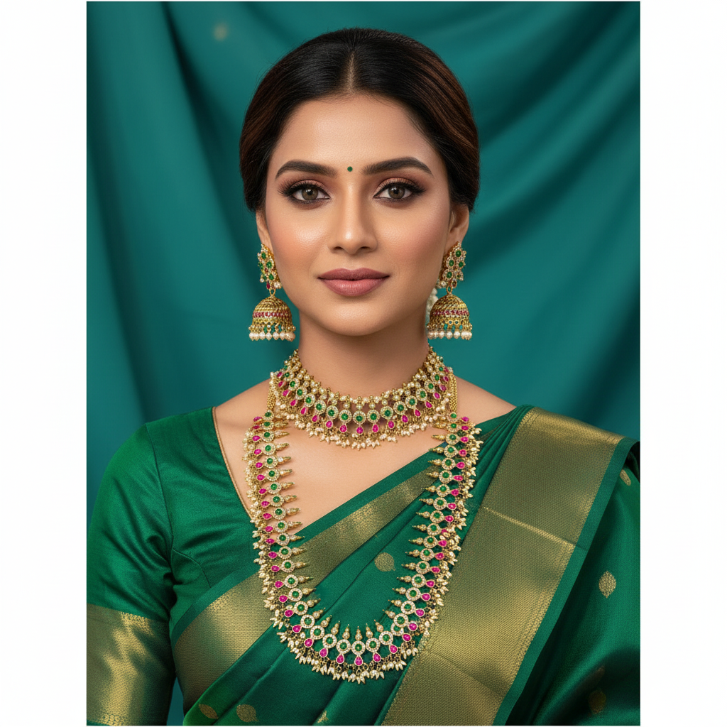 Beautiful Kundan Bridal With Rice Pearl - BR0016