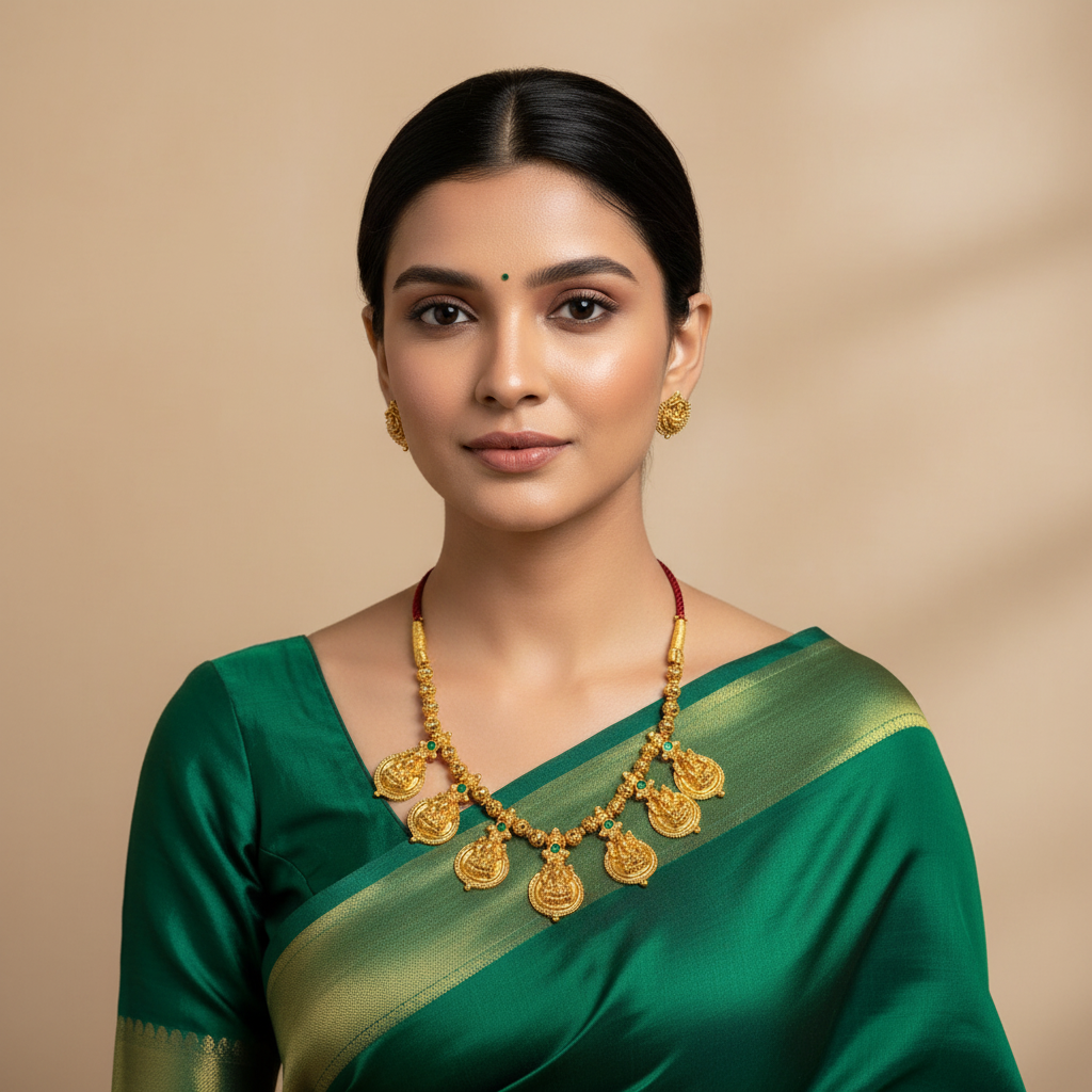 Lakshmi Necklace With Earrings - NN00966