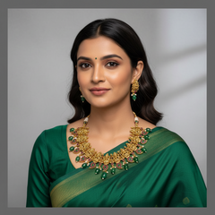 Beautiful Small Lakshmi with Mango Necklace in Kundan - KN00284