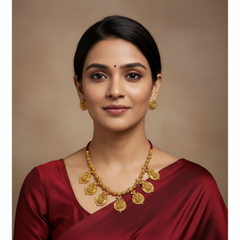 Lakshmi Necklace With Earrings - NN00966