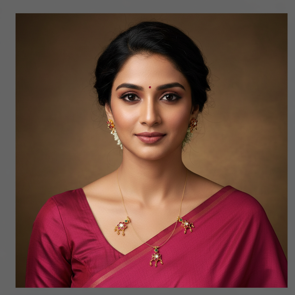 Beautiful Ruby Flower Invisible Chain In Kundan - KN00433