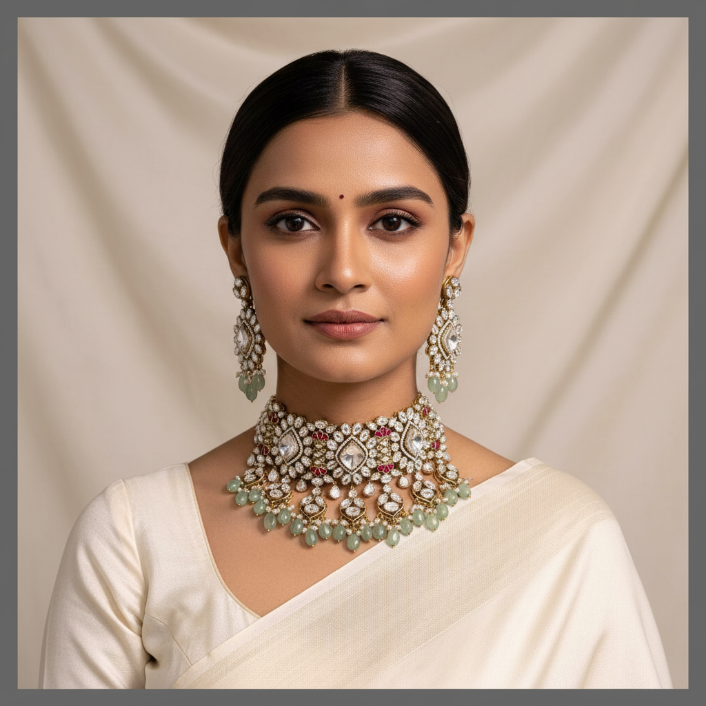 Beautiful White Chokar in Kundan - KN00509