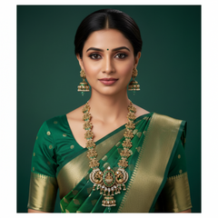 Emerald Victorian Long haram with Mozonites - DH0037