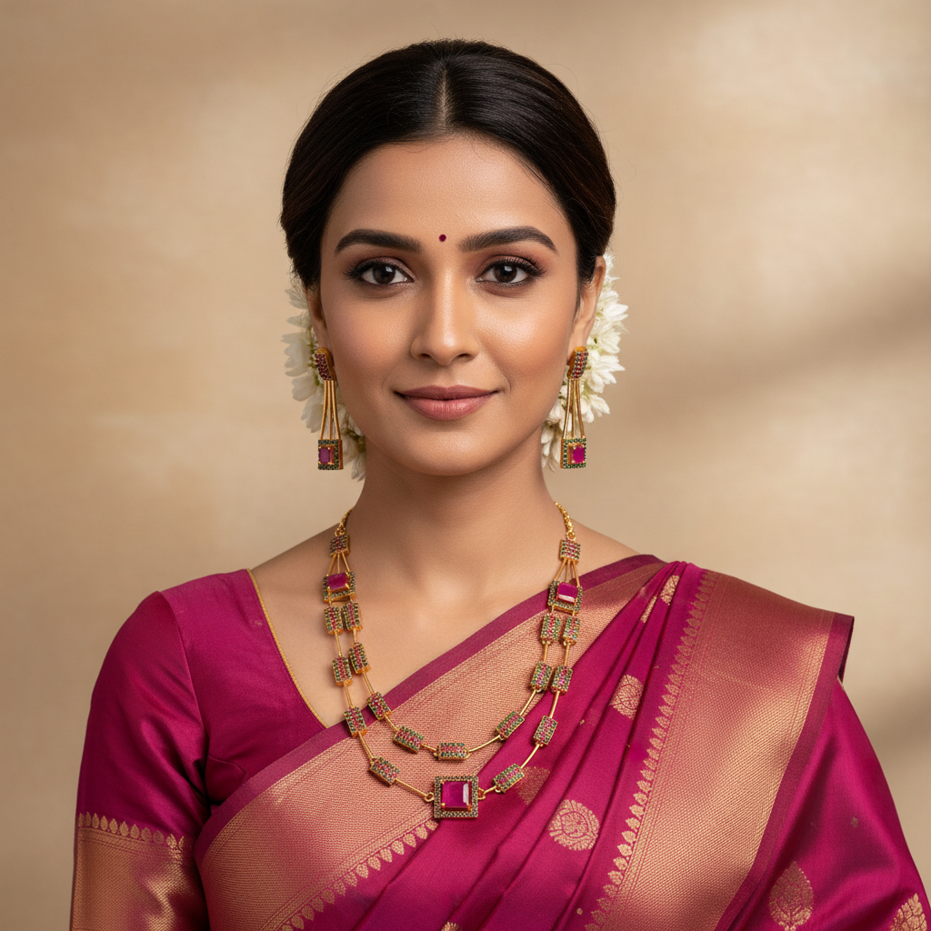Double Layer  Necklace In Nakshi - NN00819
