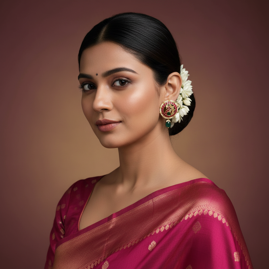 Jadau Peacocok Studs With Back Screw - KE00590