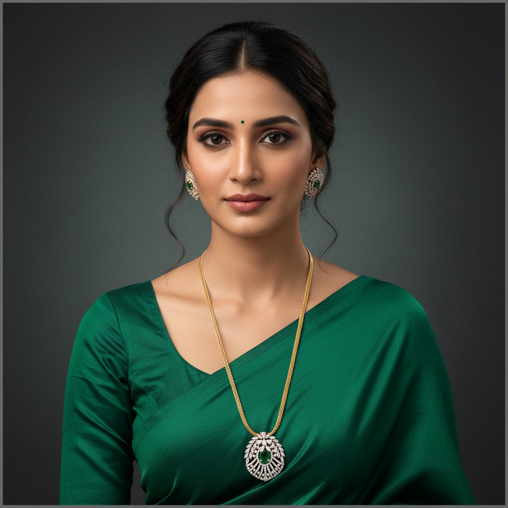 Beautiful Nakshi Chain With Daimond Pendant - DN0072